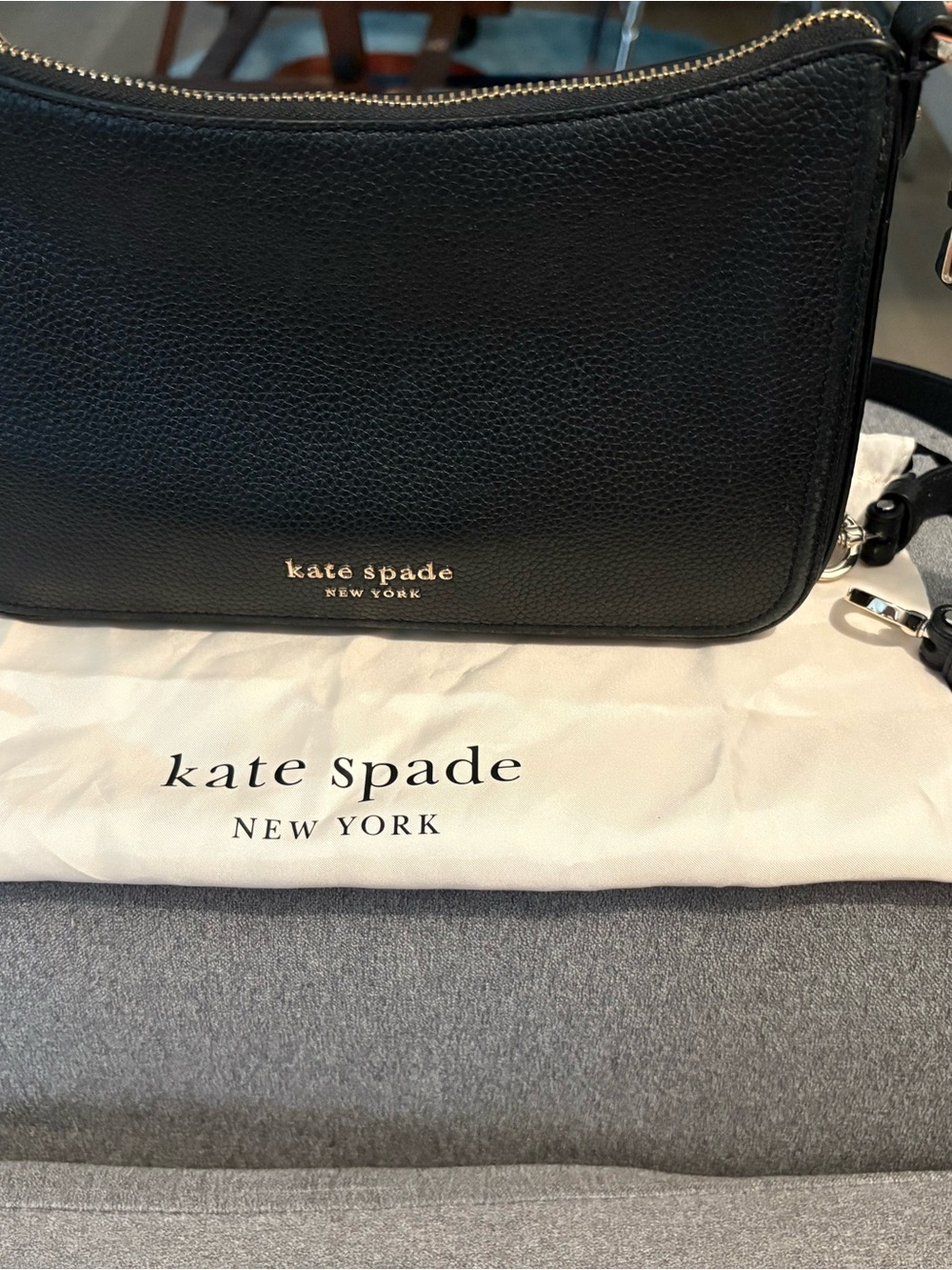 kate spade Black Pebbled Leather Mini Crossbody with Gold Logo - Picture 2 of 2